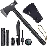 Golden Bird Axt Survival 9 in 1, Camping Survival Axt Set, Scharfe Outdoor Axt Camping Beil, Bushcraft Axt Multitool mit Hammerscheide Pfeife, Kompass