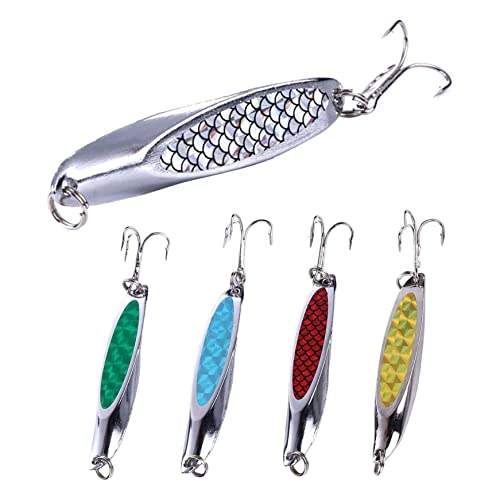 Rachlicy AngelköDer Meeresfischerei Köder Angeln Spinner Setzen Sie Hartmetall Meeresfischerköder Fischköder für Bassmakrele Trout 7cm 5pcs