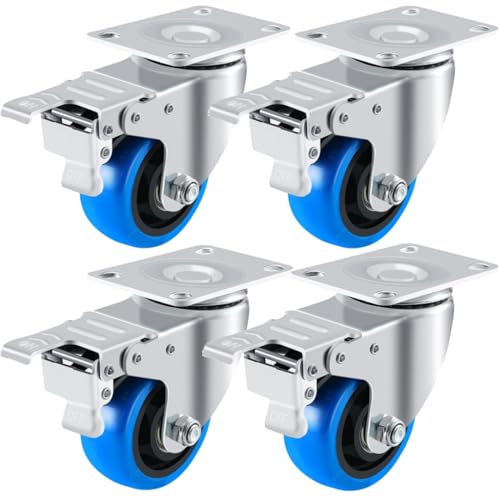 4 Schwerlastrollen 125 mm, Lenkrollen mit Bremse Bis 600 kg, ON/OFF 2- Pedal Bremssystem, Keine Beschädigung der Schuhe, keine Spuren & Leise, Rollen für Möbel, Transportrollen