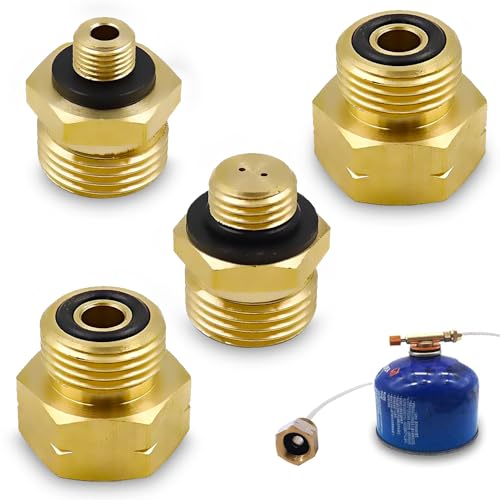 Shengruili Gasflaschen Adapter,4 Teiliges Gasanschluss Adapter,Verbindungsstück Gas,Gas Adapter Set,Gasflaschen Gasadapter für Gaskocher,Gasherd,Campingkocher