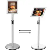 FoxRose Infoständer DIN A4 210x297mm Höhenverstellbar Edelstahl informationsständer Aufsteller Kundenstopper Plakatständer Präsentationsständer Werbeständer (Silber, A4)