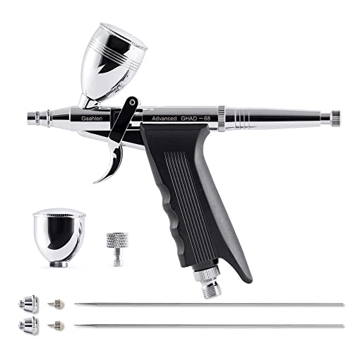 Gaahleri Airbrush-Set, Airbrush-Pistole, Dual-Action-Schwerkraftzufuhr-Set, 0,38 und 0,5 mm Nadeln, 1/2 & 1/4 Unzen Flüssigkeitsbecher, Mehrzweck-Airpinsel, Make-up-Modell, Malerei, Nagelkunst, Tattoo