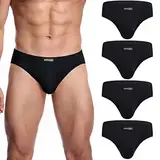 wirarpa Herren Slips Microfaser Männer Unterhosen 4er Pack Herrenslips Stretcken Unterwäsche Schwarz Größe M