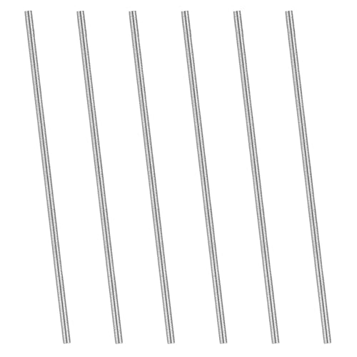 NLONLL 6 Stück Gewindestange M6 x 300 mm Gewindestangen 304 Edelstahl Vollgewindestange 1mm Steigung Gewindestange M6 Gewindebolzen Metrisch Gewindestab Festigkeitsklasse A2-70,DIN 975 (Silber)