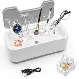 Herbst Ultraschallreinigungsgerät 45000 Hz, 500ML Ultraschallreiniger Brille Schmuck, Ultraschallreiniger Gerät mit 3 Reinigungsmodi, mit Korb, Brillenreinigungsgerät für Uhren und Zahnprothesen(Weiß)