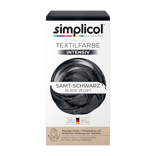 simplicol Textilfarbe intensiv Samt-Schwarz | Einfaches Färben in der Waschmaschine | Flüssige Farbe & Fixierpulver | 1er Pack