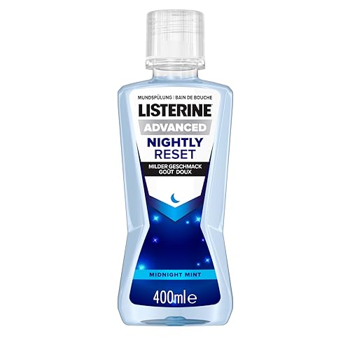 LISTERINE Advanced Nightly Reset milder Geschmack (400 ml), Mundspülung zur Reminalisierung des Zahnschmelzes, bekämpft über Nacht die Spuren des Tages und reinigt tiefenwirksam