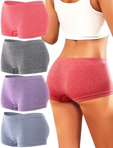 ALL OF ME 3/4er Pack Boxershorts Damen Boyshorts Damen Hohe Taille Hipster Unterwäsche Panties Frauen Stretch Radlerhose unter Kleid Multipack S-XL