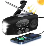 Kurbelradio Tragbare Notfallradio Solar Radio mit 4000mAh Wiederaufladbare Batterie,Selbstbetriebenes Kurbelradio mit LED-Taschenlampe,SOS-Alarm,AM/FM Solarradio für Camping Ourdoor (Schwarz)