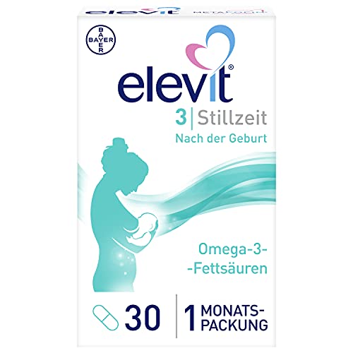 Elevit 3 - Nährstoffversorgung von Mutter und Kind ab der Stillzeit - Nahrungsergänzungsmittel mit Omega-3-Fettsäuren, Vitaminen und Mineralstoffen - 1 x 30 Kapseln