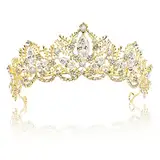 Prinzessin Tiara Kristall Krone Damen Prinzessin Krone Dold Prinzessin Tiara Crown Krone Mädchen Hochzeit Tiaras und Kronen für Frauen Strass Kristall Königin Tiara für Hochzeit,Festzüge