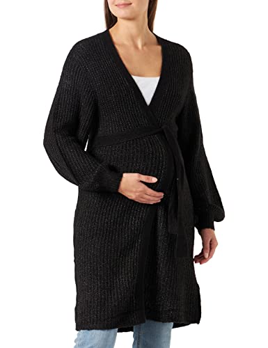 MAMA.LICIOUS Women's MLLINN L/S Long Knit Cardigan Sweater, Black/AOP:Melange, XS