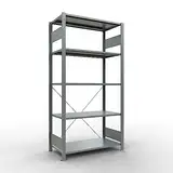 SCHULTE Lagertechnik Grundregal, Fachbodenregal Stecksystem MULTIplus150, 2000 x 1000 x 500 mm (HxBxT), 5 Fachböden, Kreuzstrebe, verzinkt - Expressline