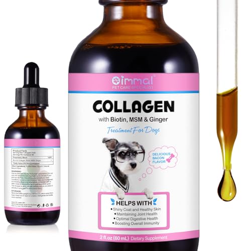 Kollagen für Hunde, Haut und Fell Ergänzung, Flüssiges Kollagen für Hunde Stärke Joint Support, Flexibilität & Mobilität, Ergänzung für Hüfte und Gelenke, 60ml