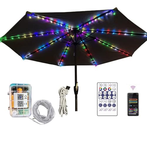 Lichterkette für Sonnenschirm,Sonnenschirm Lichter mit Fernbedienung und Timer,4 Modi,104 LED Sonnenschirm Lichterkette Beleuchtung Deko für Regenschirme, Campingzelte,Outdoor-Dekoration