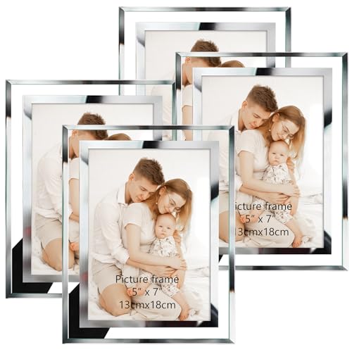 Giftgarden 4er Set Glas Bilderrahmen 13x18 cm - Silber Fotorahmen für 18x13 cm Fotos und Bilder - Perfekt für Babyfotos, Familienfotos und Hochzeitsfotos - Geschenk für besondere Anlässe