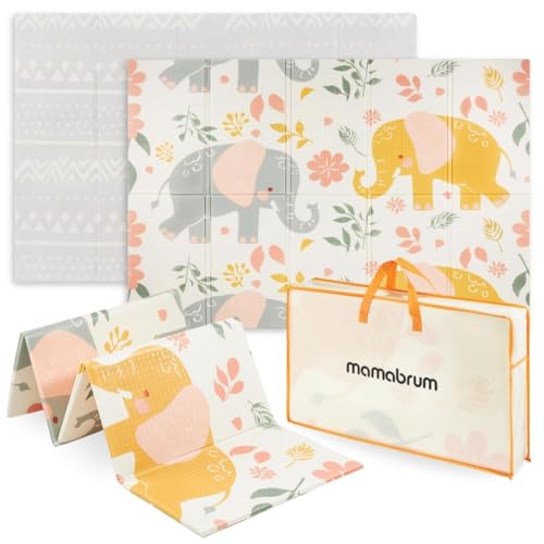 Mamabrum XXL Baby Spielmatte - Faltbare Krabbelmatte, Doppelseitige Spielfläche aus XPE Schaumstoff, Wasserabweisend, 180 x 120 x 1 cm, mit Tragetasche
