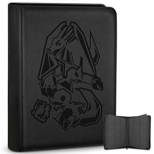 Douper Kartenordner, 9-Fach 540 Karten Sammelordner für Trading Card Games mit Seitenlade-Hüllen (Schwarz)