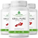 Krillöl Kapseln - 1000mg PURE Krill Öl für 135 Tage - mit Astaxanthin Omega 3-6 EPA DHA Cholin Phospholipide - Moriveda 3x 90 Kapseln