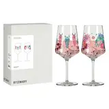 RITZENHOFF 8084005 Cocktail-Glas 2er Set 500 ml, Serie Reitgold - 2 Stück, Motiv Pferdekopf, bunt - Made in Germany