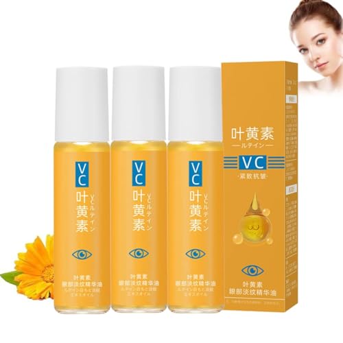 Lutein Anti-Falten Serum öl, Lutein Augenessenzöl Augenringe Entfernen, Anti-Aging-Augenserum gegen Falten und Augenringe, Tränensäcke & Schwellungen, Lutein-Augenöl für Damen & Herren (8ml, 3PC)