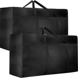 2 Stück 120L Extra Große Aufbewahrungstasche, 600D Oxford Heavy-Duty Umzugstaschen mit Reißverschlüssen Handgriff, Wasserdichte Tragetaschen für Kleidung, Decken und Kissen