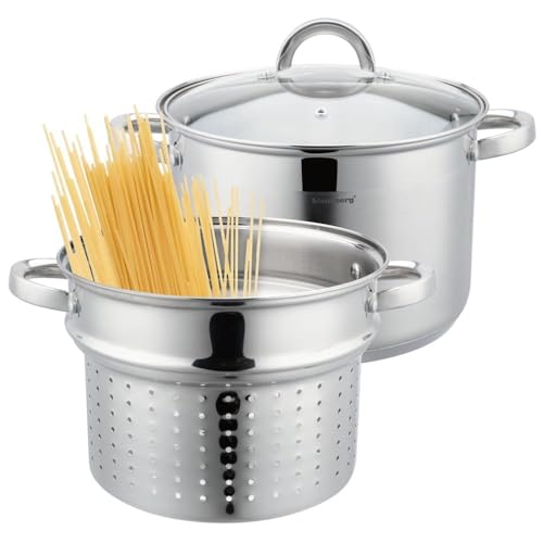 3-tlg Edelstahl Nudeltopf Nudelkocher Pastatopf Pasta-Kocher 7.5L 24cm Topf Kochtopf KLAUSBERG KB-7738