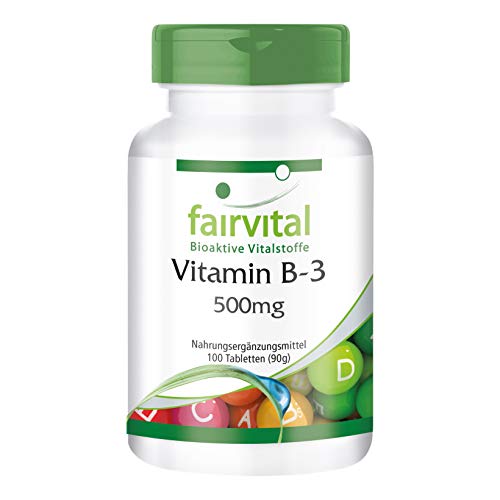 Fairvital | Vitamin B3 500mg - 100 Tabletten - HOCHDOSIERT - VEGAN - Nicotinamid