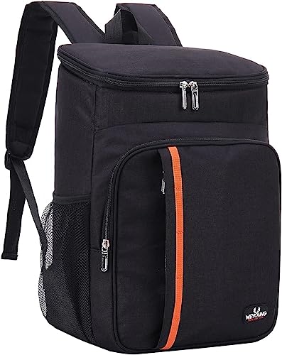 QINGLOU 28L Kühlrucksack Thermo Rucksack Picknickrucksack Kühltasche Groß Isoliert Cooler Bag Männer Frauen für Picknick/BBQs/Camping/Ausflügen/Einkaufen (A. Schwarz)