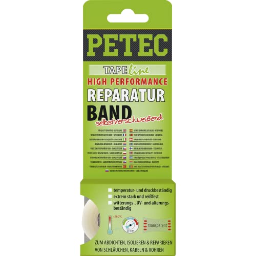 PETEC Reparaturband High Performance 3m Selbstverschweißendes Isolierband Dichtungsband transparent & wasserdicht Abdichtband wasserfest Tape 94903