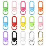 NISENTIA 15 Stück Kleine Karabinerhaken Bunt, Bunte Karabinerhaken Schlüsselanhänger zum Basteln Schlüsselring Schlüssel Karabiner Klein Mini mit Drehgelenk Schlüsselringe Anhänger Selber Machen