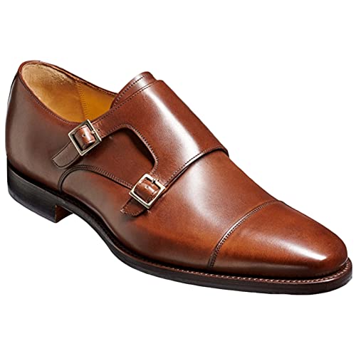 WKNBEU Herren Monk Schuhe Single Strap Slip On Schnalle Loafer Plain Toe Oxford Modern Formal Business Dress Schuhe Brown- US9.5/UK8.5/EU42