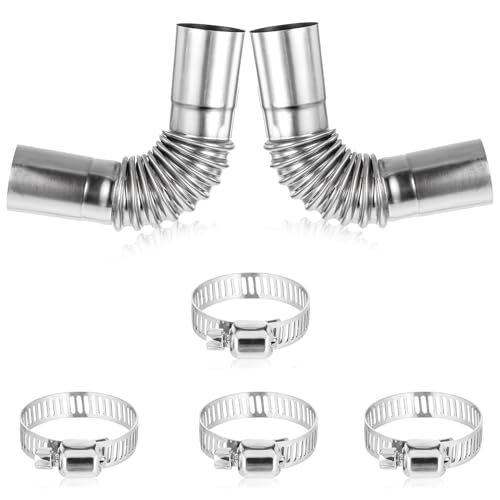 2 Stück Edelstahl Abgasrohr Winkelverbinder, 24 mm Abgasrohr Standheizung, Standheizung Auspuffrohr mit 4 Edelstahlklammern, Autoheizung Auspuffrohr für den Austausch von Autoauspuffrohren
