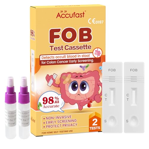 Accufast 2x Darmtest Schnelltest - FOB Testkits Darmkrebs Test für zuhause - Früher Screening auf Darmkrebs | Fäkaler Okkultbluttest FOB Selbsttest Kassette | Nicht-invasiv und Schmerzlos