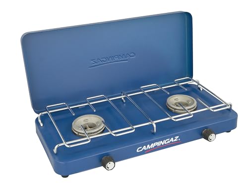 Campingaz kompakter Outdoor-/Tisch-/Gas-/Campingkocher Base Camp, 2 flammig, mit Deckel, 3.200 Watt, Blau