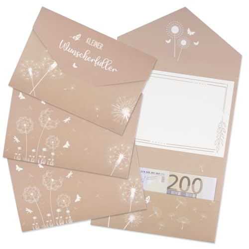 4 Stück Geldgeschenk Hochzeit, Wunscherfüller Geldgeschenk, Verpackung Geldkarte Grußkarte, Geld Karte Umschlag Geschenkkarte für Geld Gutschein Geburtstag Weihnachten Reise Hochzeitsgeschenk