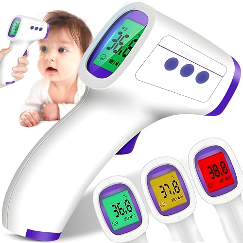Retoo Fieberthermometer Kontaktlos Infrarot Stirnthermometer für Kinder, Babys, Erwachsene mit LCD Anzeige, Thermometer Digitales, Fieberalarm, Temperaturmessgerät °C/°F Schalter, Weiß