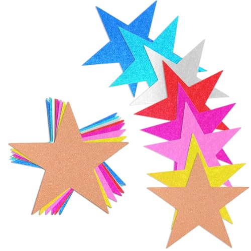 40 Stück glitzernde Stern-Ausschnitte 15cm Papiersterne Dekorationen Stern-Konfetti Klassenzimmer-Dekor Stern-Wand-Konfetti-Ausschnitte für Weihnachtsdekorationen im Klassenzimmer, Pinnwand (8 Farben)