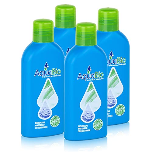 AquaBio Superkonzentrat 140 ml, 4x AquaBio Wasserbettkonditionierer, Konzentrat, natürlicher Wasserbettkonditionierer ohne Chemikalien zur Vermeidung von Umkippen, Luft und Geruch für Wasserbetten