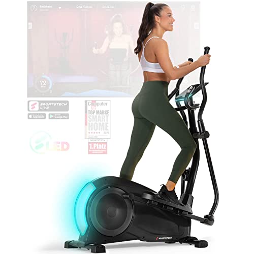 Sportstech CX700 mit innovativer LED Technologie | Profigerät Crosstrainer für Zuhause | Heimtrainer mit 12 Programme & 1 HRC & 1 Watt Mode | Ellipsentrainer (CX700)