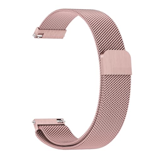 Amzpas Edelstahl Mesh Uhrenarmband 22mm 20mm 19mm 18mm Metall Ersatz Armband Magnetverschluss Smartwatch Schnellverschluss Watch Uhren Ersatzband Für Damen Herren(22mm,Rosa)