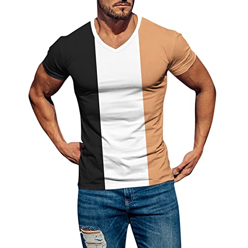 Herren Hemd Kurzarm Männer Freizeithemd Vintage Casual Leicht Baumwolle Slim Fit V Ausschnitt T-Shirt Sommer Oberteile Einfarbig Mode Basic Tshirt WeißE T-Shirts Herren XL T Shirt Weiss Herren XXL