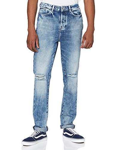 FIND Herren Knee Rip Slim Jeans, per pack Blau (Mid Blue Mid Blue), No Aplica (Herstellergröße: W40 x L32)