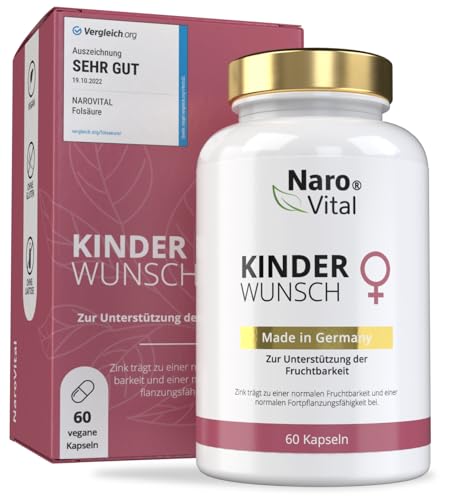 Kinderwunsch Folsäure (800 µg Folat hochdosiert), Mönchspfeffer-Extrakt, Frauenmantel-Extrakt, Jod – 2 Monatsvorrat (60 Kapseln) - Für Frauen – Hilfsmittel zum schwanger werden