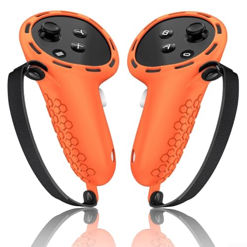 Springwillfly Quest3S Silikon-Controller-Griffe, weiche Silikon-Controller-Griffe, Schutz für Meta, Quest 3 und Quest 3S, Orange, 2 Stück
