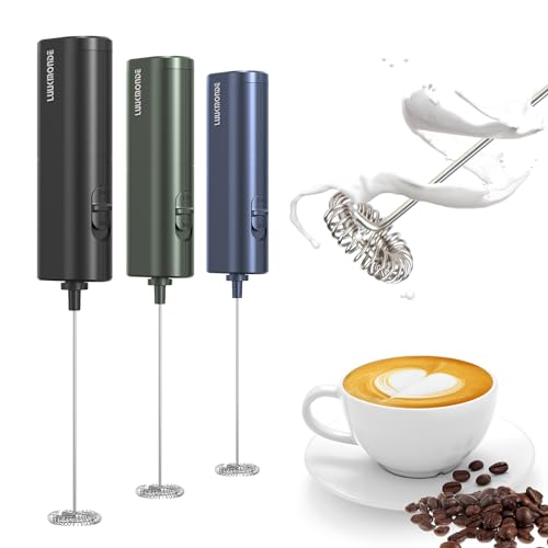 Milchschäumer Elektrisch/Milchaufschäumer Stab tragbarer mit Hoher Leistung 14000 rpm/min/Mini Milk Frother Electric Kaffeebesen Batteriebetriebener für Latte, Matcha-Tee, Cappuccino, Schwarz