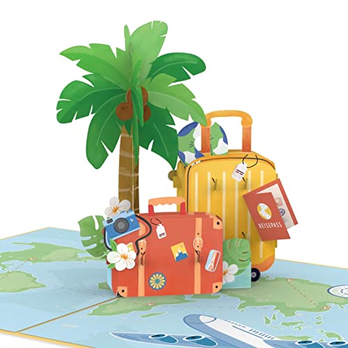 papercrush® Pop-Up Karte Reisegutschein „Gute Reise“ - 3D Gutscheinkarte für Urlaub, Flitterwochen oder Koffer - Lustiges Geldgeschenk für Reisekasse, Gutschein für Urlaubsreise & Urlaubsgeld
