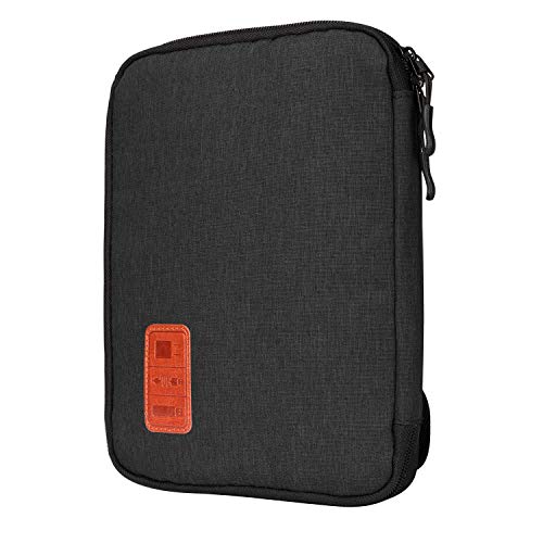 JamBer Universal Travel Kabel Organizer Tasche Reise Kabeltasche Organizer Zur Aufbewahrung von USB Kabel, Powerbank, SD Karte, USB Stick Kabeltasche mit 5 x Kabelbinder (Schwarz)