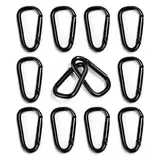 12 Stück Karabinerhaken Klein, Geeignet für Rucksäcke, Gürtel usw Mini Karabiner, Eisen Kleine Karabiner, Aluminiumlegierung, Schwarz