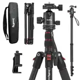 SMALLRIG 71" Kamera-Stativ, faltbares Aluminium-Stativ Einbeinstativ, 360°Kugelkopf abnehmbar und Schnellwechselplatte, mit Smartphone Klemme, Nutzlast 15kg 33lb, 71in/180cm - 3935